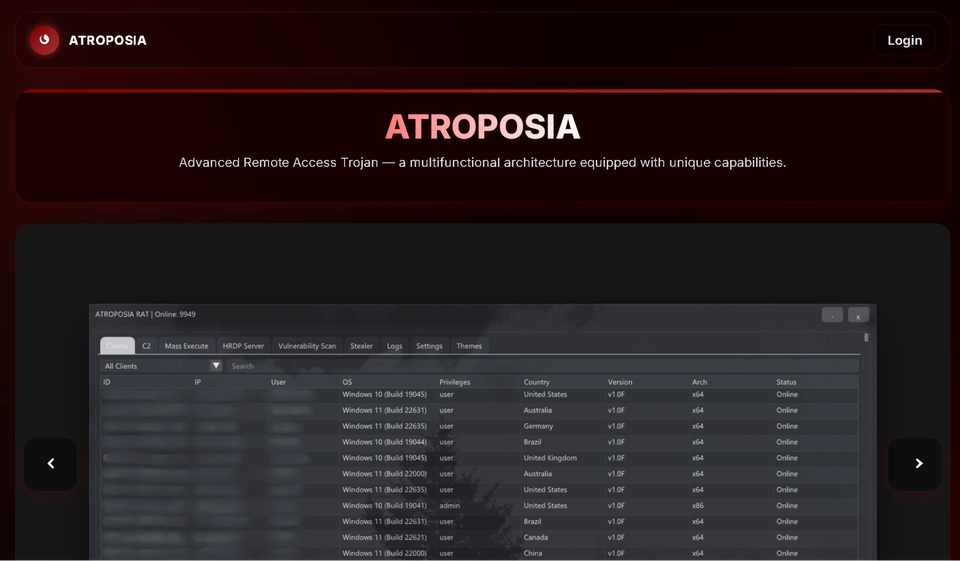 Atroposia Malware Offers Attackers Built-In Tools to Spy, Steal, and Scan Systems